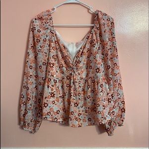 NWOT Pink Lily Floral Blouse Top